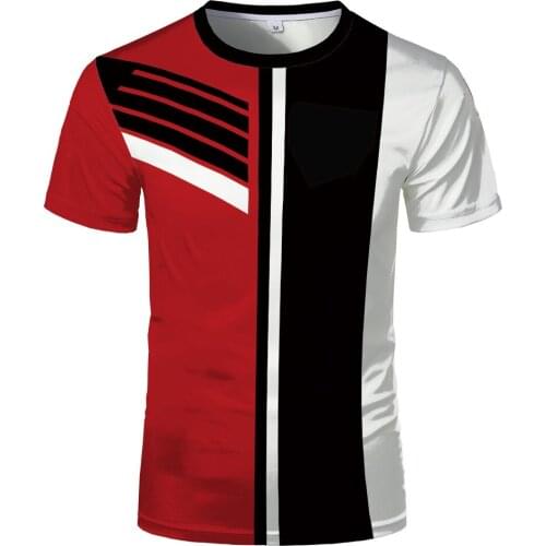 3d Digital Summer Hot Sale Fashion Short Sleeve Slim Comfortable Mens and Womens Geometric Stripe Sports T-shirt