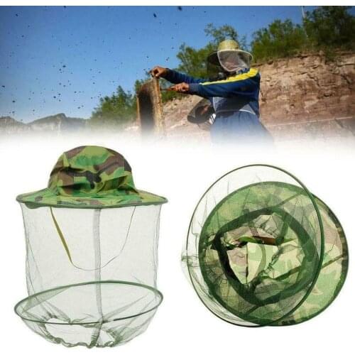 Camouflage Mens Fishing Hat Wide-brimmed Hat Sun-shading Hunting Beekeeping Net Hat Insect-proof Mosquito-proof Neck Headgear