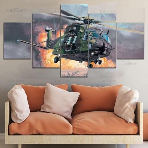 Five-Piece Hd Fighter Canvas Painting War Scene Art Poster Modern Decoration Bedroom Living Room Modular Picture Frameless Mural