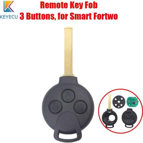 KEYECU 3 Buttons 434MHz 7941 Chip Replacement Remote Car Key Fob for Mercedes Benz Smart 451 ForTwo 2006 2007 2008 2009 - 2014