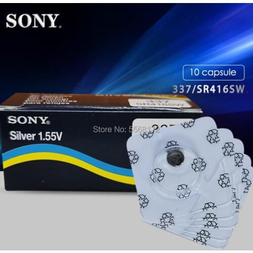 10pcs Sony 337 SR416SW button cell batteries 1.55V coin Silver Oxide battery LR416 623 D337 V337 SP337 Single grain packing