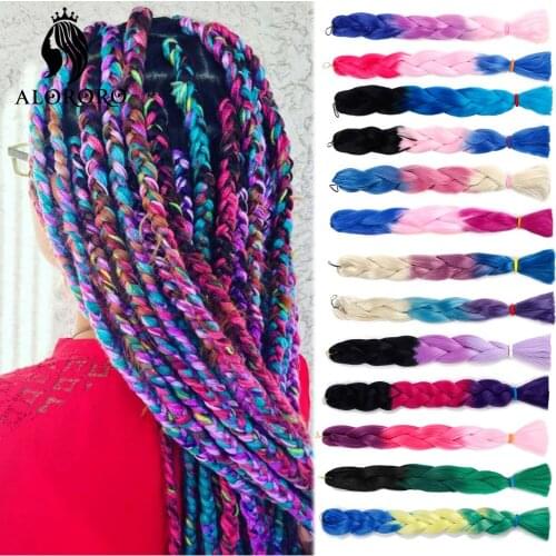 Alororo Braiding Hair Braids Synthetic Afro Jumbo Braid Hair 32inches Mixed Color Pink Blue Red Purole Hair for Braids