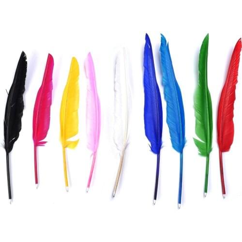 Creative Lovely Artificial Feather Gel Ink Pens Office Supplies Students Staionery, Cute Wing Feather Ballpoint Pen