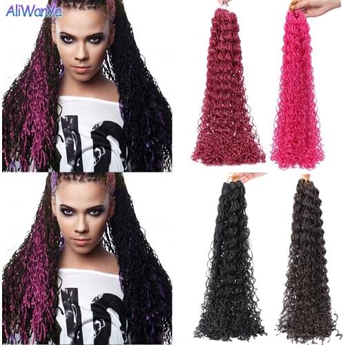 20Inch Curly Zizi Braids Micro Box Braids Synthetic Hair Extensions Crochet Braiding Hair Wavy Pure Blonde Gray For Black Womem