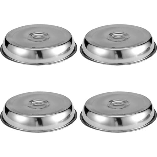 4 Pieces Cheese Melting Dome 9 Inches Basting Cover Round Stainless Steel Grill Dome Cover Steaming Cover for BBQ Camp