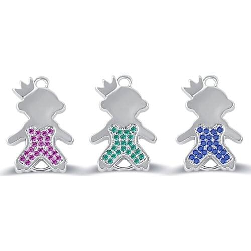 Supplies For Jewelry Wholesale Gold/Rose gold/Platinum Color Rhinestones Little Kids Boys Charm Pendants For Jewelry Making