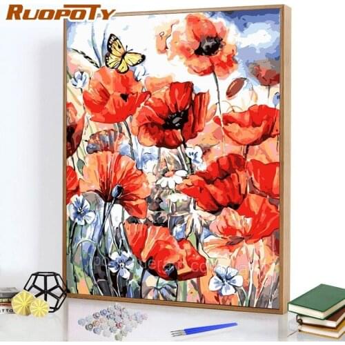 RUOPOTY 40x50cm Frame Painting By Numbers For Adults Children Flowers Paint By Number Coloring Acrylic Paint