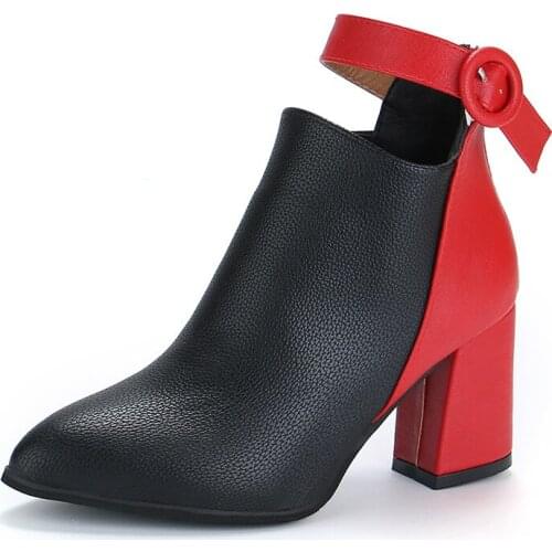 2020 New Womens Mid-heeled Shoes Mature Workplace Wild Artificial Leather Sexy High Quality Classic Casual Ankle Boots B21-71
