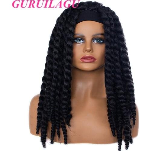 GURUILAGU Dreadlock Wigs for Black Women #1B Headband Wig Synthetic Wig Heat Resistant Fiber Synthetic Hair Send 2 Headbands