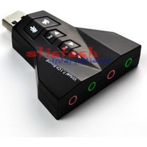By dhl or ems 100pcs 2in1 3D External Usb Audio 3D Sound Card 7.1 Dual Virtual USB 2.0 Adapter airplane Double Sound Card