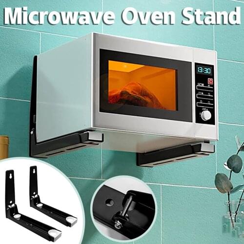 Kitchen Stainless Steel Microwave Oven Stand Rack Retrackable Foldable Microwave Oven Wall Mounted Stand Holder Rack Bracket