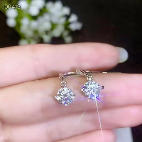 Attractive shiny moisanite dangling earrings 925 silver hook earrings 6.5*6.5mm size gem women earrings party gift sparkling