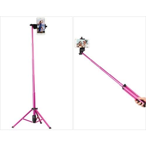 Pink Tripod Self-portrait Monopod Phone Holder Selfie Stick Bluetooth Remote Control for Camera Phone Gopro