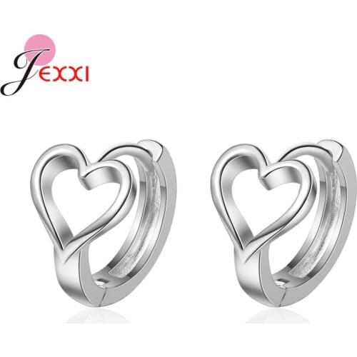 New Statement 925 Sterling Silver Cute Simple Hoop Earrings Women Jewelry Heart Shape Temperament Jewely