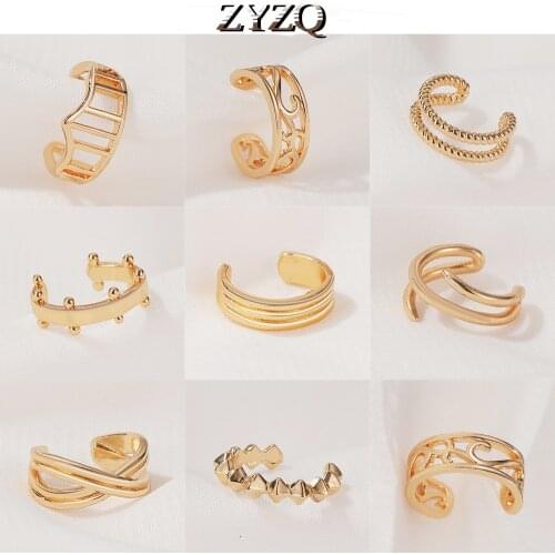 ZYZQ Retro Ear Cuff Earring for Women Metal Gold Color C-Shape Without Piercing Statement Small Earring Bridal Wedding Jewelry