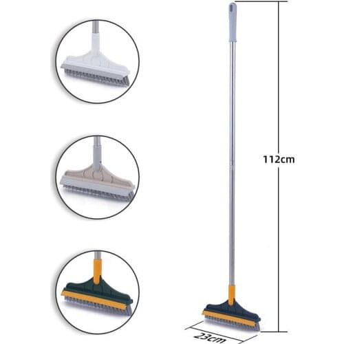 2 in 1 Floor Brush Scrub Brush with Long Handle Bathroom Wiper with 120 Degree Rotatable Head Cleaning Tool Household PAK5