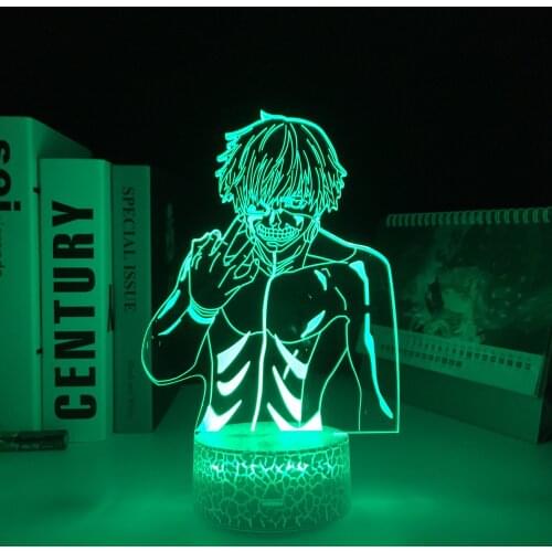 Ken Kaneki Tokyo Ghoul Anime 3D White Base LED Light for Home Decoration Nightlight Cool Child Birthday Gift Acrylic Table Lamp