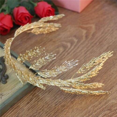 Mamojko Baroque Wedding Bridal Crown Bridesmaid Wheat Ears Women Gold Color Crystal Tiara Crown Headbands Hair Accessories