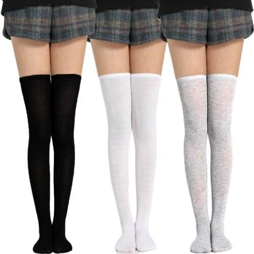 Women Anime Stocking Cosplay Costume 60cm Long Stockings Girls Elasticity Thigh High Stockings Gray Black White Gray