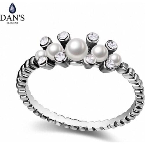 DANS ELEMENT 2 Colors AAA Zirconia Micro Inlays Romantic Fashion Pearl Rings For Women Gift 112523white engagement wedding