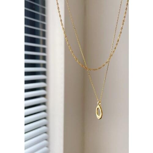 Silvology 925 Sterling Silver Double Layer Chain Pendant Necklace for Women Irregular Openwork Round Necklace Designer Jewelry