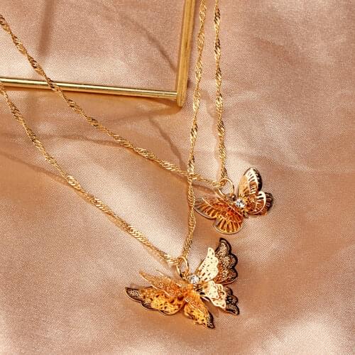 Kasajewel Fashion Charm Hollow Butterfly Pendant Necklace For Women Gold Silver Color Insect Necklace Statement Jewelry Gifts