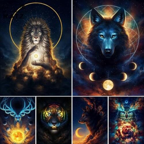 Animal Nebula Diamond Painting Lion Tiger Embroidery Crossing Diy Cloud Creative Mosaic Art Gift Cross Stitch Home Decoration