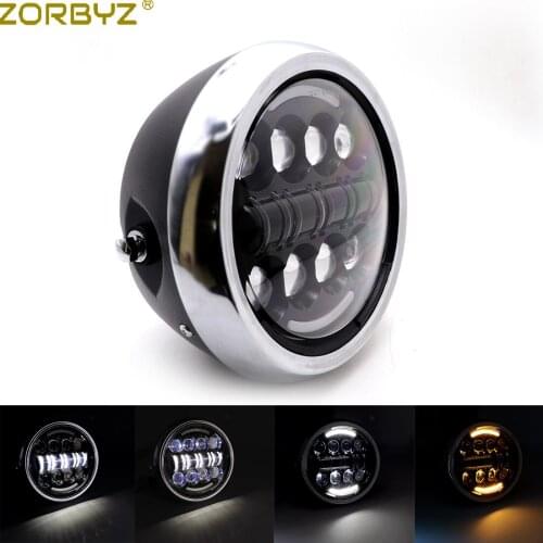 ZORBYZ Motorcycle 7.5‘’ LED Headlight High Low Beam DRL Daytime Running Light For Harley Cafer Racer Chopper Bobber Custom