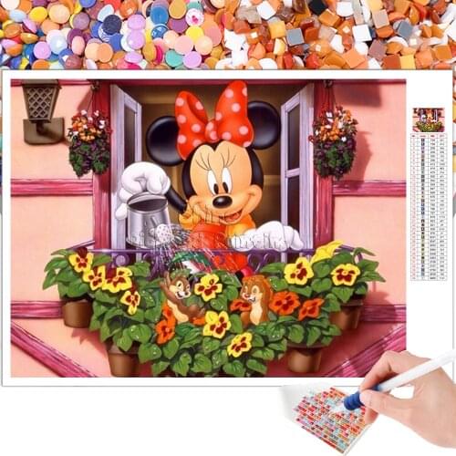 Diamond Painting Disney Cartoon Minnie Garden Embroidery Set 5D DIY Mosaic Full Square Round Rhinestone Mural Home Decor Salon