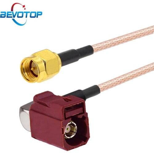 BEVOTOP Right Angle Fakra D Female to SMA Male Plug RG316 Pigtail GSM Antenna Adapter Extension Cord RF Coaxial Cable Jumper