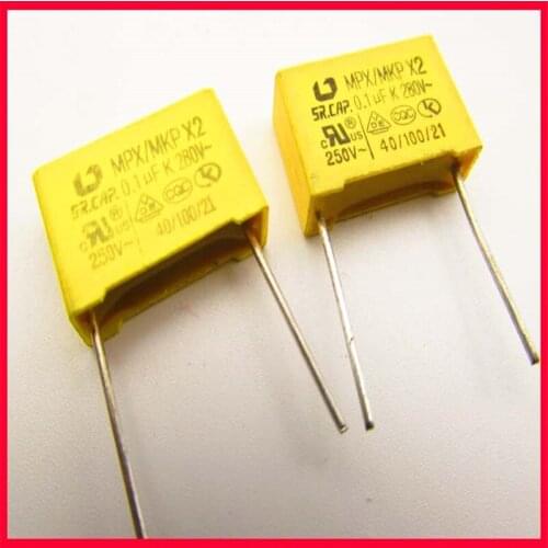 Safety capacitor 280V 0.1uf (104J) brand new, volume 6*18, pitch 15