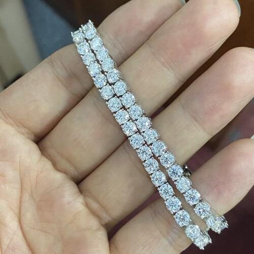 Mosangnai 4 MM 7 Inches White Gold Sterling Silver D VVS1 Moissanite Diamond Tennis Chain Bracelet