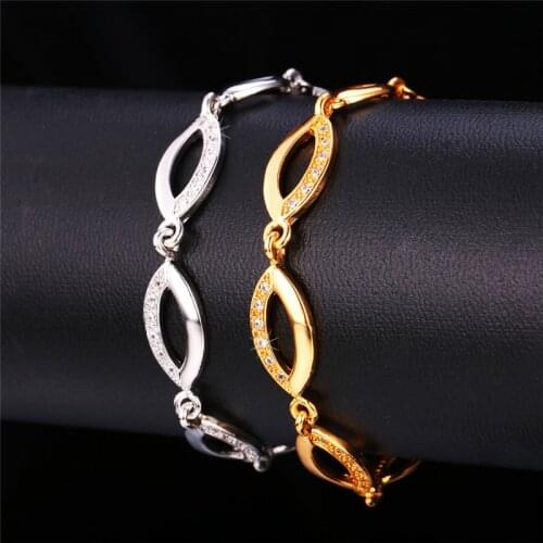 Kpop Chain Bracelets Eye Asymmetry Mask Gold/Silver Color Trendy Brilliant AAA+ Cubic Zirconia Women Bracelet H219