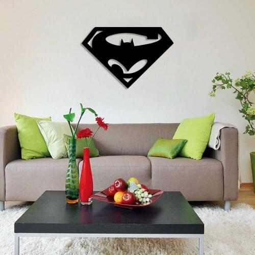 Superman and Batman Script Wall Room Home Accessory Wooden Table 50x33cm