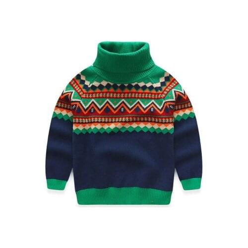 Childrens Thicken Sweaters Baby Boys Block Turtleneck Sweater 2020 Winter New Kids Boys Knitted Clothes Kids Knitwear Cardigan