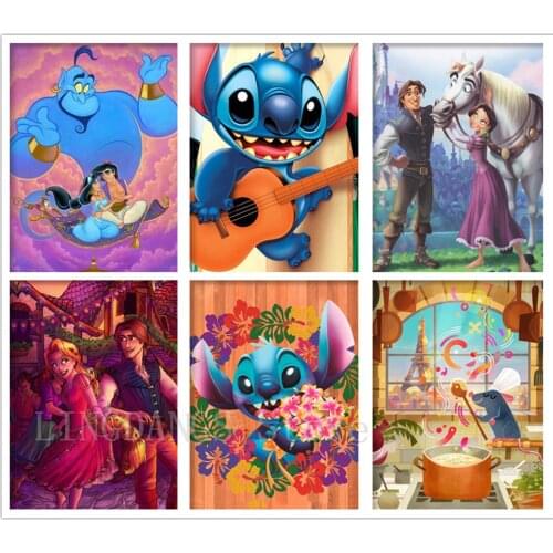 Disney Stitch Enchanted AladdinS Lamp 5D DIY Diamond Painting Cartoon Full Drill Diamond Embroidery Cross Stitch Set Home Decor