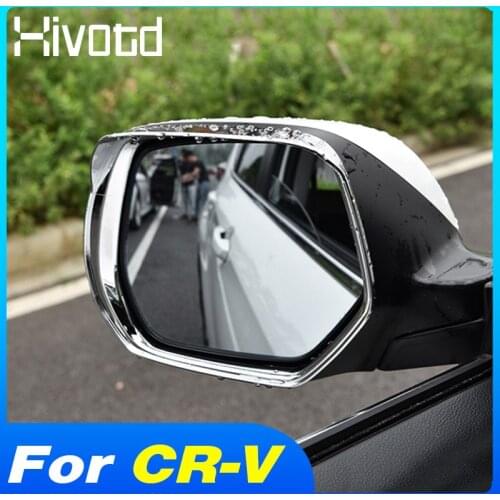 Hivotd Chrome Rear View Mirror Visor Cover Shield Sun Rain Rearview Frame Exterior Car Accessories For Honda CR-V CRV 2012-2021