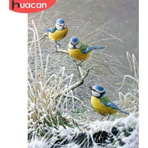 HUACAN 5D Diamond Painting Bird Kit Full Drill Diamond Embroidery Animal Snow Cross Stitch Home Decoration