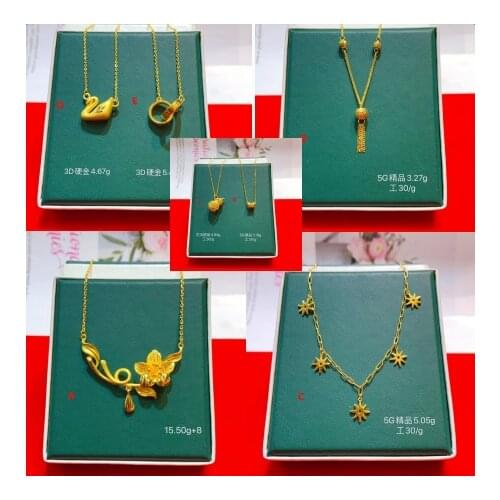 HX 24K Pure Gold Necklace Real AU 999 Solid Gold Chain Brightly Simple Upscale Trendy Classic Fine Jewelry Hot Sell New 2020