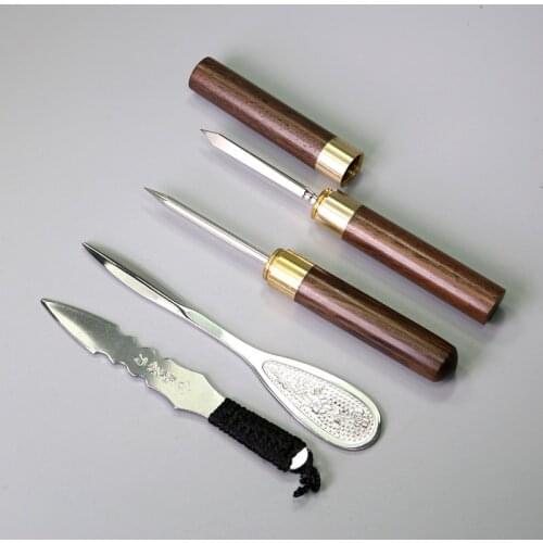 Metal Chinese Puer Tea Knife Needle Prying Insert Luxury Vintage Oolong Wood Tea Knife Handmade Te Verde Chino Teaware DG50CD