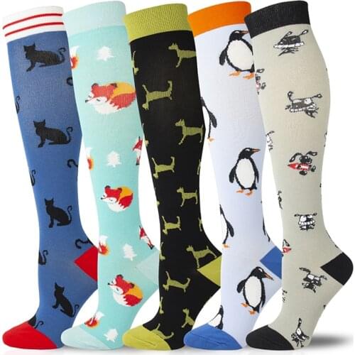 Colorful Novelty Animal Compression Socks nursing Ladies Sweet Original Design Happy Funny Nylon Sports New Year Socks 2021 Gift