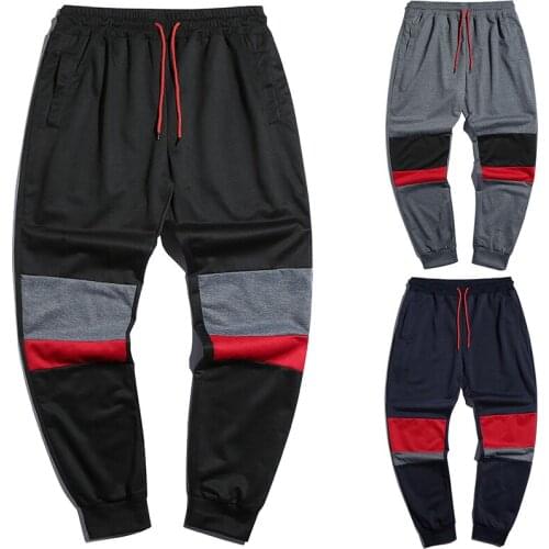 Summer New Fashion Knee Stitching Trend Mens Casual Trousers Sweatpants