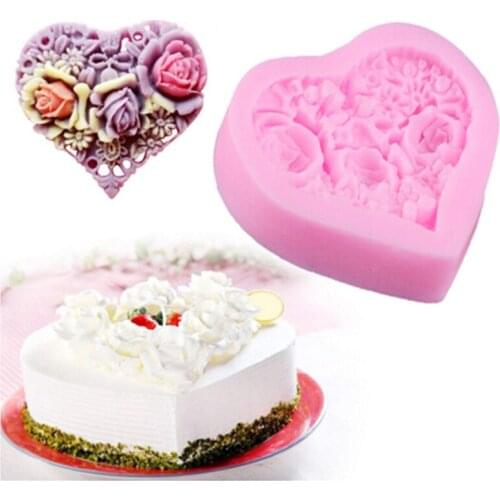 Love Heart Shaped Roses Soap Flowers Silicone Mold Chocolate Wedding DIY Decoration Fondant Baking Cake Decorating Tools