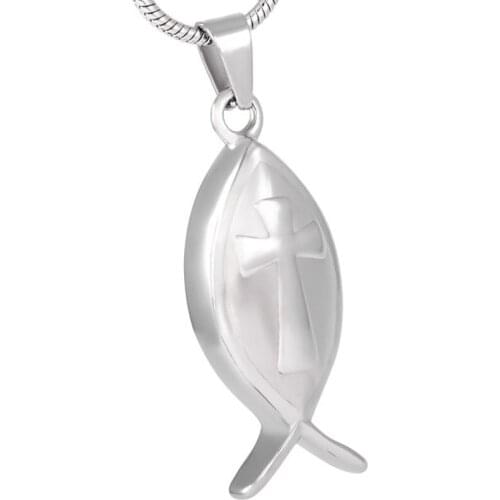 XWJ8028 Fish Shape Stainless Steel Urns Necklace Pet Cremation Jewelry Pendant for Animal Ashes Container - Free Filling Kit