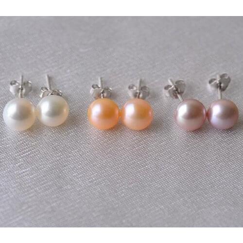 Natural Pearl Earrings 100% Real Freshwater Pearl Earring S925 Silvers Jewelry Perfect Girl Ladys Birthday Party Jewelry