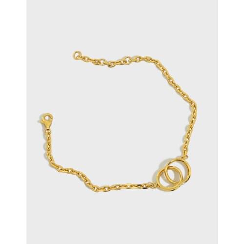 SHANICE 925 sterling silver Anklet Bracelet For Women Double Circle Interlock Chian Ankle Bracelet Jewelry Chain Link Silver