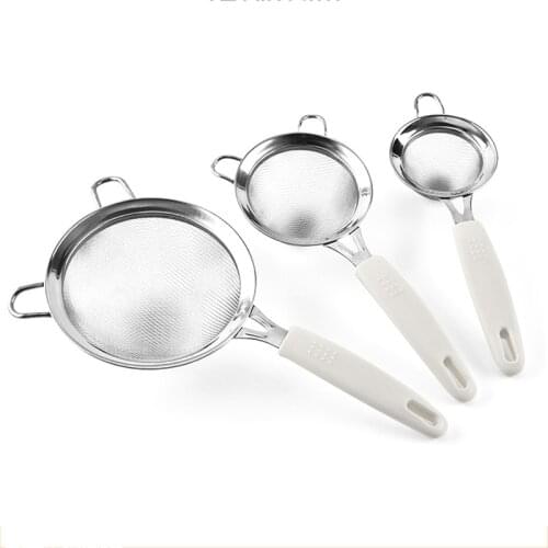 Stainless steel flour sieve Fine Mesh Strainer Splatter Screen Kitchen Supply Sifter Colanders Filter mesh Flour sugar sieve