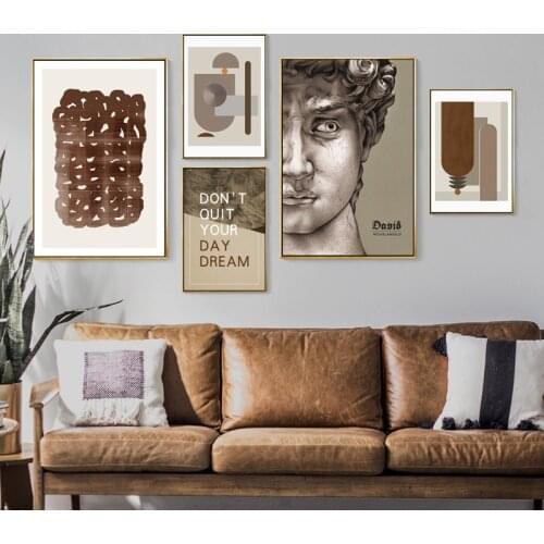 Modern Nordic Poster and Prints Wall Art Canvas Man Sketch Portrait Canvas Geometry Poster Hotel Wall Picture Cafe Decor