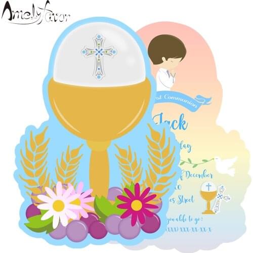 Boy Communion Theme Party Invitation Card Boys First Communion Event Decorations Supplies Custom-Made Invitations Decorations
