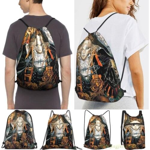 Unisex Drawstring Bags Castlevania Symphony Women Drawstring Backpacks Men Outdoor Travel Backpacks Training Fitness Bag